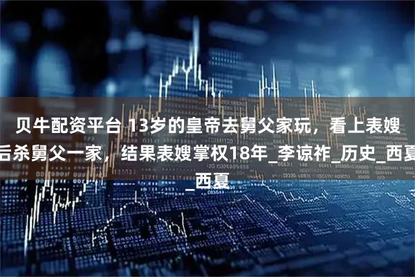 贝牛配资平台 13岁的皇帝去舅父家玩，看上表嫂后杀舅父一家，结果表嫂掌权18年_李谅祚_历史_西夏